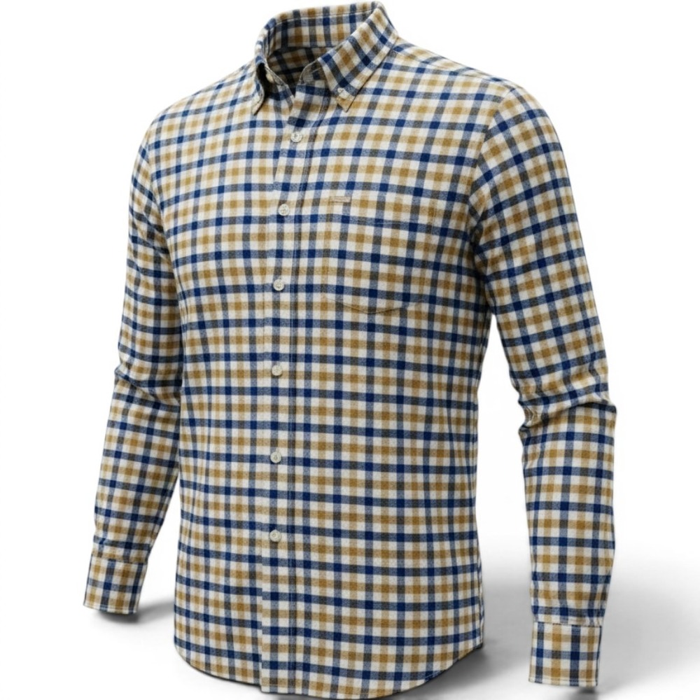 Barbour Mens Tailored Fit Gingham Check Button Down Shirt XXL MSH4988BE1 Mustard
